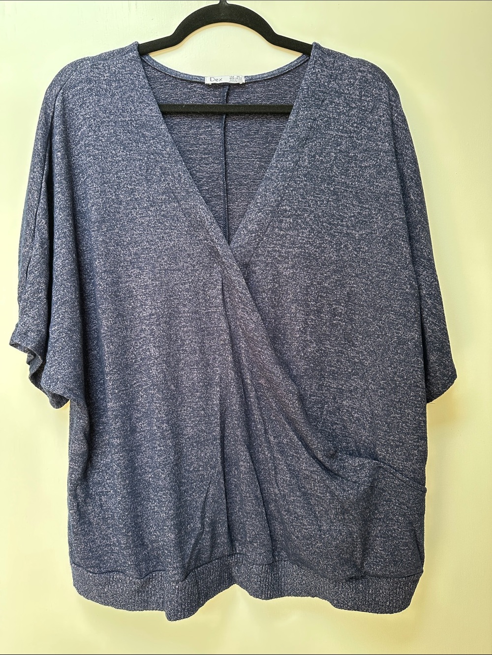 Dex Heathered Navy Wrap-Front Top